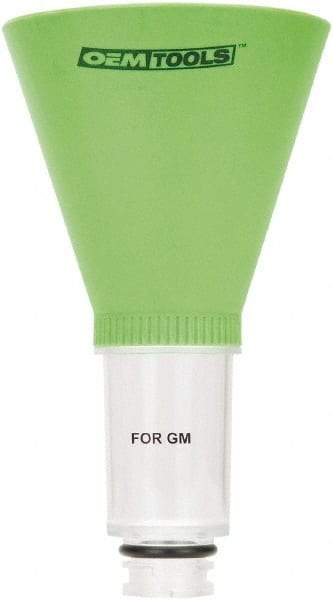 OEM Tools - 16 oz Capacity Plastic Funnel - 5" Mouth OD, 3-3/4" Straight Spout, Green & Clear - Industrial Tool & Supply