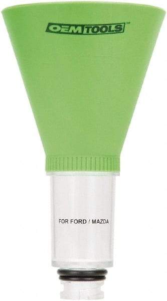 OEM Tools - 16 oz Capacity Plastic Funnel - 5" Mouth OD, 3-3/4" Straight Spout, Green & Clear - Industrial Tool & Supply