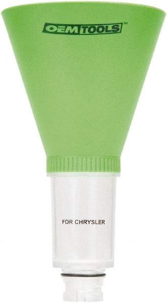 OEM Tools - 16 oz Capacity Plastic Funnel - 5" Mouth OD, 3-3/4" Straight Spout, Green & Clear - Industrial Tool & Supply