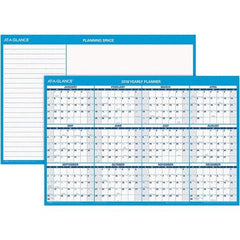 AT-A-GLANCE - 1 Sheet, 36 x 24", Erasable Wall Calendar - Blue & White - Industrial Tool & Supply