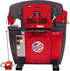 Edwards Manufacturing - 11" Throat Depth, 100 Ton Punch Pressure, 1-1/16" in 1" Punch Capacity Ironworker - 7-1/2 hp, 3 Phase, 230 Volts, 56" Wide x 63-1/8" High x 45-1/2" Deep - Industrial Tool & Supply