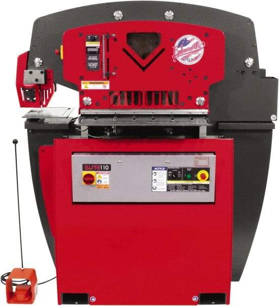 Edwards Manufacturing - 11-3/4" Throat Depth, 110 Ton Punch Pressure, 1-3/8" in 1" Punch Capacity Ironworker - 7-1/2 hp, 1 Phase, 230 Volts, 57-1/4" Wide x 66-1/16" High x 42-3/8" Deep - Industrial Tool & Supply
