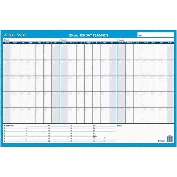 AT-A-GLANCE - 1 Sheet, 36 x 24", Erasable Wall Calendar - White & Blue - Industrial Tool & Supply
