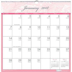 House of Doolittle - 12 Sheet, 12 x 12", Wall Calendar - Pink & Gray - Industrial Tool & Supply