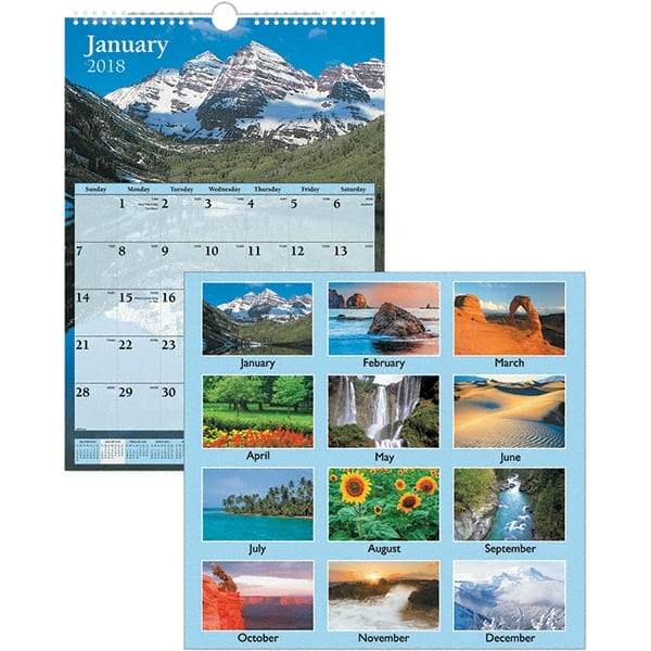 AT-A-GLANCE - 12 Sheet, 12 x 17", Wall Calendar - Scenic - Industrial Tool & Supply