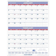 AT-A-GLANCE - 6 Sheet, 22 x 29", Wall Calendar - Blue & White - Industrial Tool & Supply
