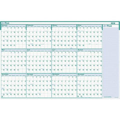 House of Doolittle - 1 Sheet, 24 x 37", Erasable Wall Calendar - White & Teal - Industrial Tool & Supply