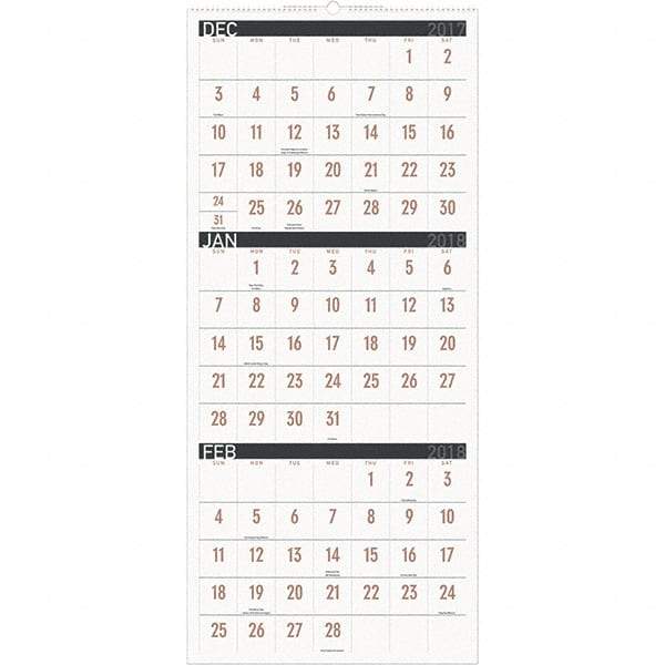 AT-A-GLANCE - 8 Sheet, 12 x 27", Wall Calendar - Industrial Tool & Supply