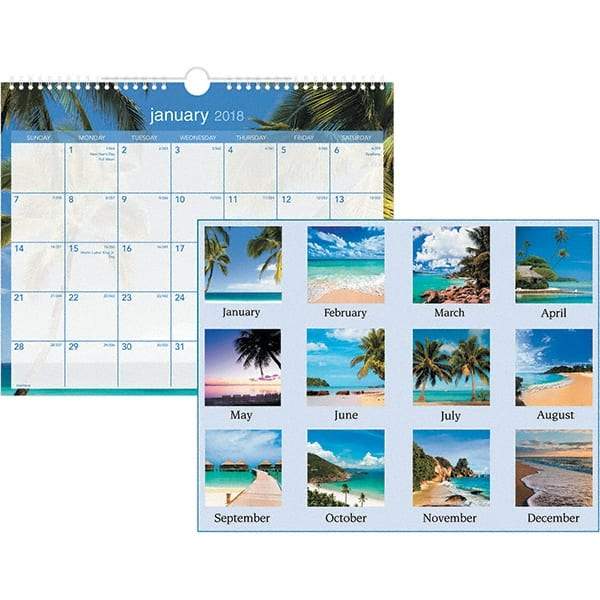 AT-A-GLANCE - 12 Sheet, 15 x 12", Wall Calendar - Tropical - Industrial Tool & Supply