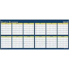 House of Doolittle - 1 Sheet, 60 x 26", Erasable Wall Planner - Yellow & Blue - Industrial Tool & Supply