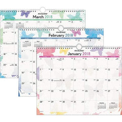 AT-A-GLANCE - 12 Sheet, 15 x 12", Wall Calendar - Watercolors - Industrial Tool & Supply
