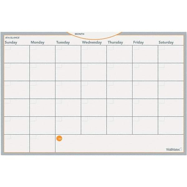AT-A-GLANCE - 12 Sheet, 18 x 12", Erasable Wall Calendar - Gray, White & Orange - Industrial Tool & Supply