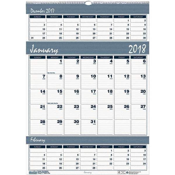 House of Doolittle - 12 Sheet, 12 x 17", Wall Calendar - Blue & Gray - Industrial Tool & Supply