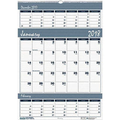 House of Doolittle - 12 Sheet, 12 x 17", Wall Calendar - Blue & Gray - Industrial Tool & Supply