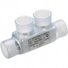 Panduit - 10 to 8 AWG Compatible, Vinyl Partially Insulated, Crimp-On Butt Splice Terminal - Aluminum Contacts, 2.38" OAL, Clear - Industrial Tool & Supply