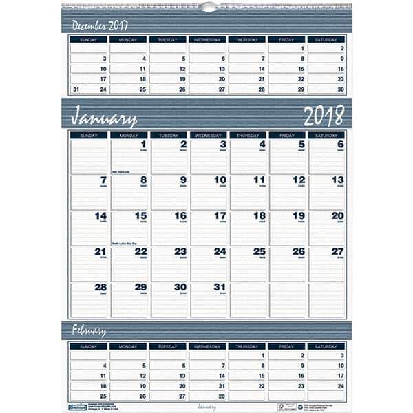 House of Doolittle - 12 Sheet, 15-1/2 x 22", Wall Calendar - Blue & Gray - Industrial Tool & Supply