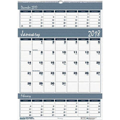 House of Doolittle - 12 Sheet, 15-1/2 x 22", Wall Calendar - Blue & Gray - Industrial Tool & Supply
