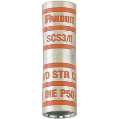 Panduit - 3/0 AWG Compatible, Noninsulated, Crimp-On Butt Splice Terminal - Red - Industrial Tool & Supply