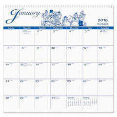 AT-A-GLANCE - 12 Sheet, 12 x 11-3/4", Wall Calendar - White - Industrial Tool & Supply