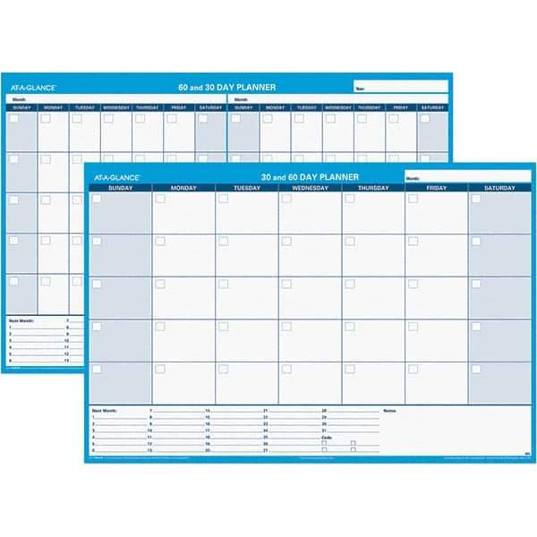 AT-A-GLANCE - 1 Sheet, 48 x 32", Erasable Wall Calendar - White & Blue - Industrial Tool & Supply