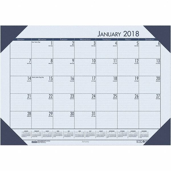 House of Doolittle - 12 Sheet, 22 x 17", Desk Pad Calendar - Ocean Blue - Industrial Tool & Supply