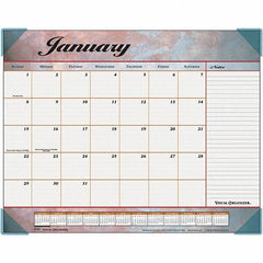 AT-A-GLANCE - 12 Sheet, 22 x 17", Desk Pad Calendar - Marble Burgundy - Industrial Tool & Supply
