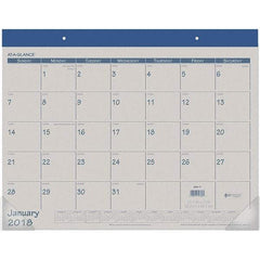AT-A-GLANCE - 12 Sheet, 22 x 17", Desk Pad Calendar - Blue - Industrial Tool & Supply