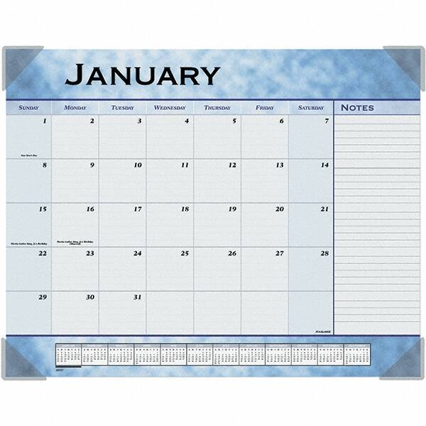 AT-A-GLANCE - 12 Sheet, 22 x 17", Desk Pad Calendar - Slate Blue - Industrial Tool & Supply