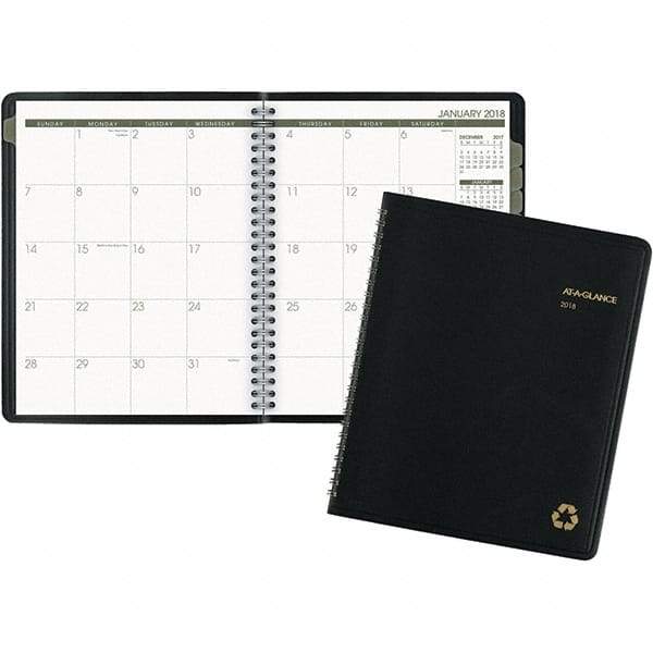 AT-A-GLANCE - 24 Sheet, 6-7/8 x 8-3/4", Monthly Planner - Black - Industrial Tool & Supply