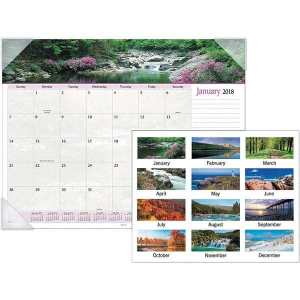 AT-A-GLANCE - 12 Sheet, 22 x 17", Desk Pad Calendar - Landscapes - Industrial Tool & Supply