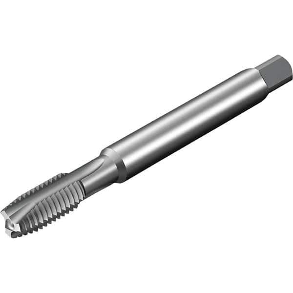 Sandvik Coromant - 4 Flute, AlCrN Finish, Powdered Metal High Speed Steel Spiral Point Tap - Plug Chamfer, 23mm Thread Length, 9mm Shank Diam, 6HX Class of Fit - Exact Industrial Supply