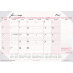 House of Doolittle - 12 Sheet, 18-1/2 x 13", Desk Pad Calendar - Pink & Gray - Industrial Tool & Supply