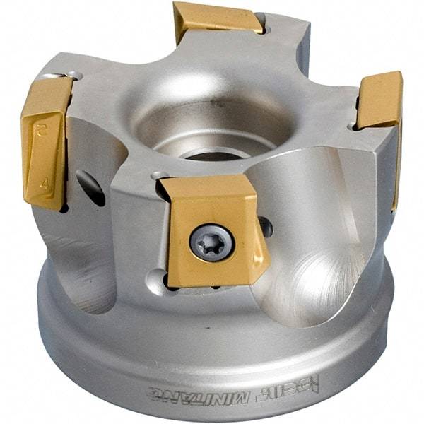 Iscar - 6 Inserts, 2-1/2" Cut Diam, 1" Arbor Diam, 0.63" Max Depth of Cut, Indexable Square-Shoulder Face Mill - 0/90° Lead Angle, 1-3/4" High, T490 LN.T 1607 Insert Compatibility, Through Coolant, Series Helitang - Industrial Tool & Supply