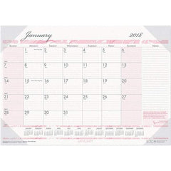House of Doolittle - 12 Sheet, 22 x 17", Desk Pad Calendar - Pink & Gray - Industrial Tool & Supply