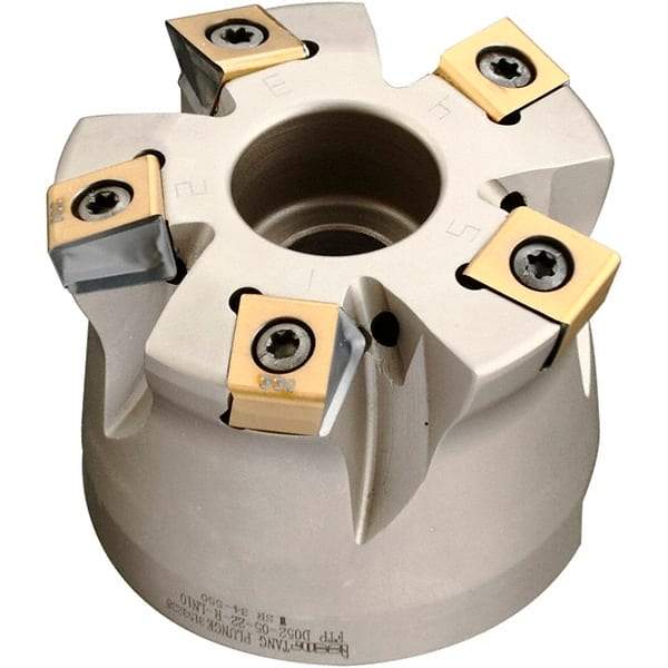 Iscar - 5 Inserts, 2" Cutter Diam, 0.071" Max Depth of Cut, Indexable High-Feed Face Mill - 3/4" Arbor Hole Diam, 1.57" High, FTP-LN10 Toolholder, LNHT 1006 Inserts, Series Helitang - Industrial Tool & Supply
