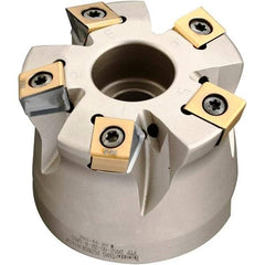 Iscar - 5 Inserts, 2" Cutter Diam, 0.071" Max Depth of Cut, Indexable High-Feed Face Mill - 3/4" Arbor Hole Diam, 1.57" High, FTP-LN10 Toolholder, LNHT 1006 Inserts, Series Helitang - Industrial Tool & Supply