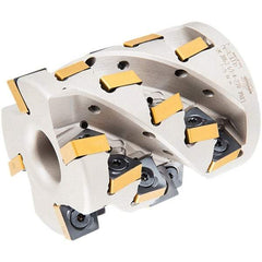 Iscar - 18 Inserts, 63mm Cut Diam, 27mm Arbor Diam, 69mm Max Depth of Cut, Indexable Square-Shoulder Face Mill - 80mm High, XNMU 1306 Insert Compatibility, Through Coolant, Series HeliSlot - Industrial Tool & Supply