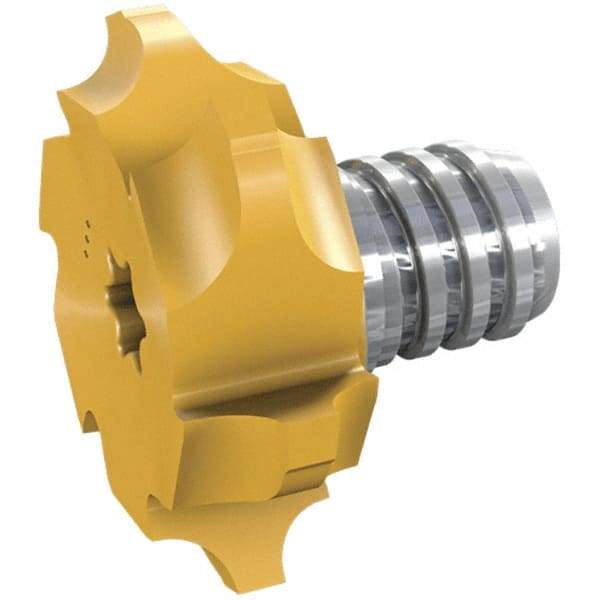 Iscar - MM GRIT Grade IC528 Carbide Double-Sided Corner Rounding Milling Tip Insert - TiCN/TiN Finish, 6 Flutes, 27.7mm Cutting Diam, 7.7mm Extension - Industrial Tool & Supply