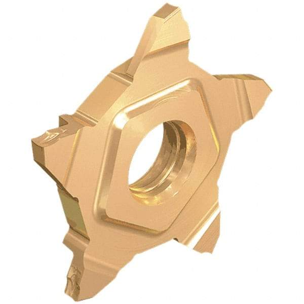 Iscar - 24N39PENTA Grade IC908, 0.2mm Cutting Width Carbide Grooving Insert - 0.24mm Corner Radius, TiAlN Finish - Industrial Tool & Supply