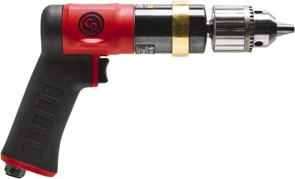 Chicago Pneumatic - 1/2" Keyed Chuck - Pistol Grip Handle, 600 RPM, 0.5 hp, 90 psi - Industrial Tool & Supply