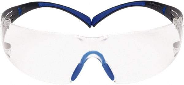 3M - Clear Lenses, Frameless Safety Glasses - Anti-Fog, Blue/Gray Frame, Size Universal, Wrap Around - Industrial Tool & Supply