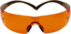 3M - Orange Lenses, Frameless Safety Glasses - Anti-Fog, Brown, Black Frame, Size Universal, Wrap Around - Industrial Tool & Supply