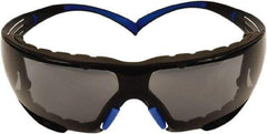 3M - Gray Lenses, Frameless Safety Glasses - Anti-Fog, Blue/Gray Frame, Size Universal, Wrap Around - Industrial Tool & Supply