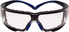 3M - Clear Lenses, Frameless Safety Glasses - Anti-Fog, Blue/Gray Frame, Size Universal, Wrap Around - Industrial Tool & Supply