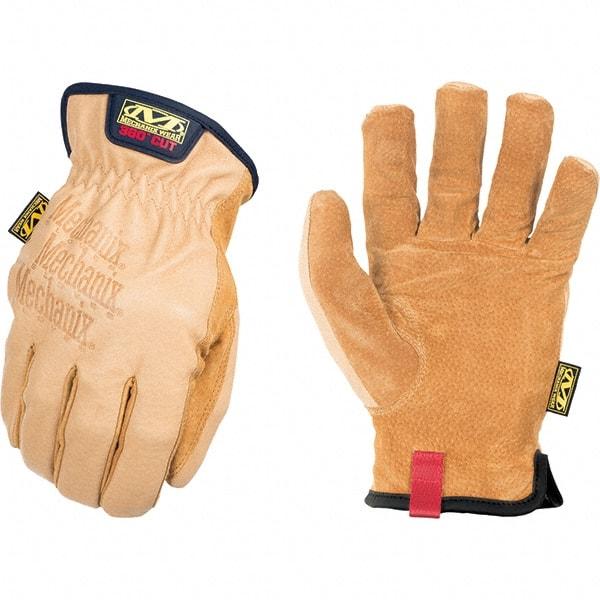 Mechanix Wear - Size XL, ANSI Cut Lvl A9, Genuine Leather Cut & Puncture Resistant Gloves - Elastic Cuff, Brown, Paired - Industrial Tool & Supply