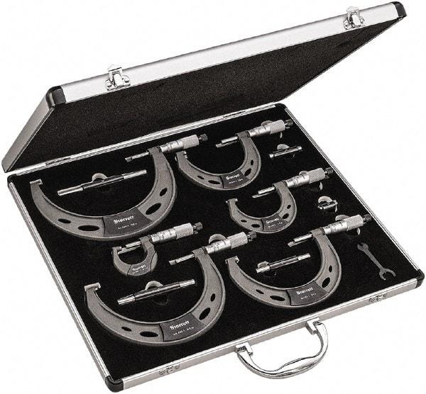 Starrett - Mechanical Outside Micrometer Sets Minimum Measurement (Inch): 0 Maximum Measurement (Inch): 6 - Industrial Tool & Supply