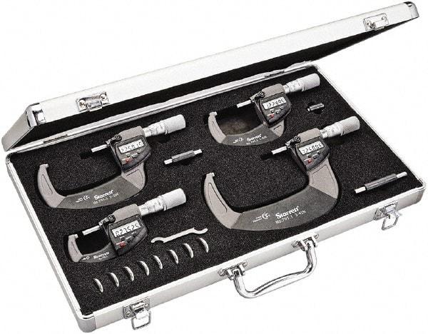 Starrett - Mechanical Outside Micrometer Sets Minimum Measurement (Inch): 0 Maximum Measurement (Inch): 4 - Industrial Tool & Supply