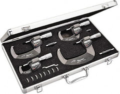 Starrett - Mechanical Outside Micrometer Sets Minimum Measurement (Inch): 0 Maximum Measurement (Inch): 4 - Industrial Tool & Supply