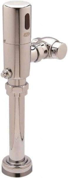 Zurn - 1-1/2" Spud Coupling, 1" Pipe, Closet Automatic Flush Valve - Single Flush, 1.6 Gal per Flush, Chrome Cover, Powered by 4 AA Batteries - Industrial Tool & Supply