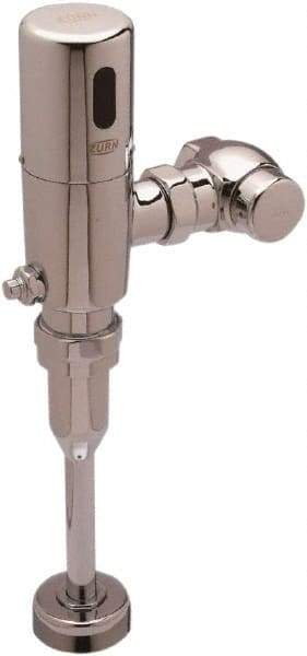 Zurn - 3/4" Spud Coupling, 1" Pipe, Urinal Automatic Flush Valve - Single Flush, 0.125 Gal per Flush, Chrome Cover, Powered by 4 AA Batteries - Industrial Tool & Supply